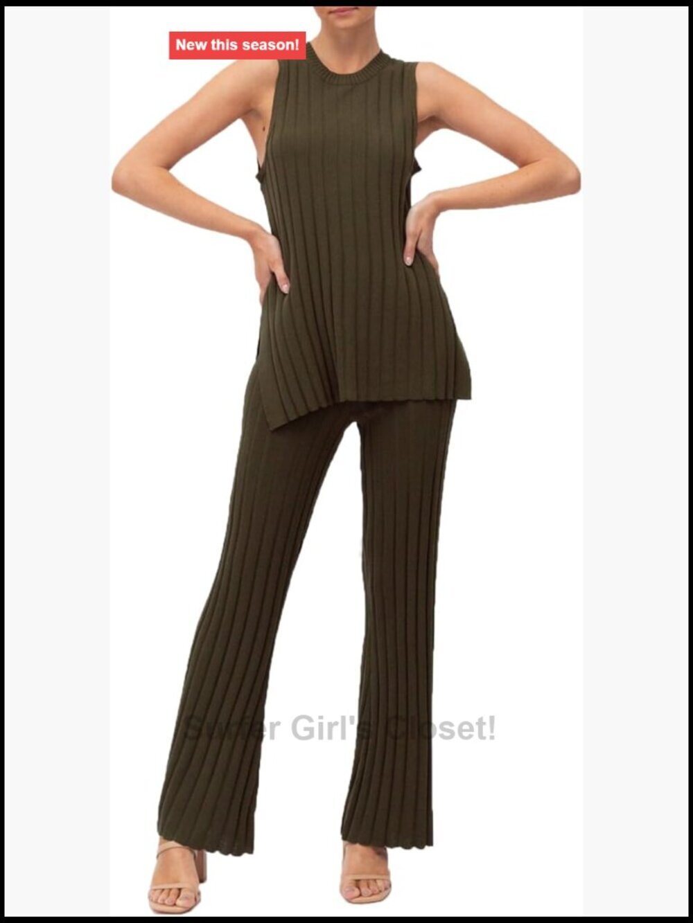 Women's 2 Piece Knit Pants Set Tube Top Wide Leg Flare Suit